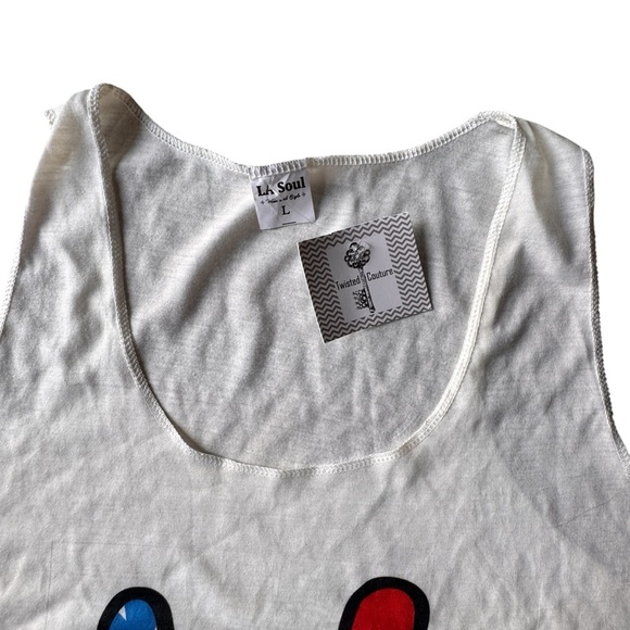 NWT LA Soul Woman’s  USA Twisted Culture Tank Top American Flag Peace Size Large - Picture 3 of 6